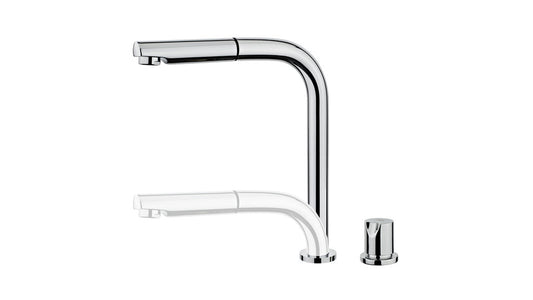 Baterie de bucatarie de fereastra Teka AUK 983, cu ţeavă înaltă extractibila reglabila, Crom