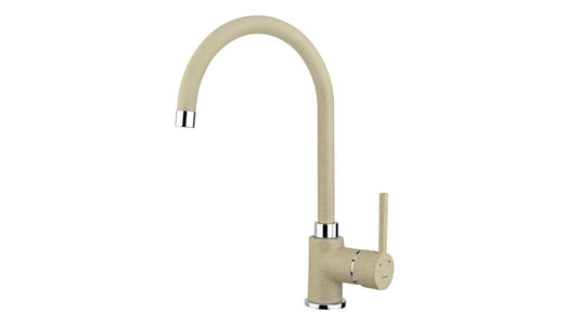 Baterie de bucatarie Teka SP 995, cu ţeavă înaltă şi aerator anticalcar, granit, TOPASBEIGE