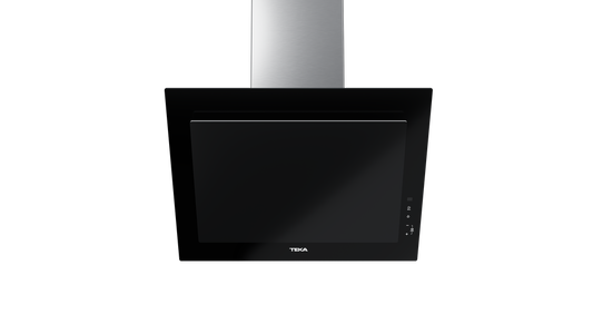 Hota cu design vertical, Teka DVT 68660 TBS BK, paravan din sticlă de culoare neagra, Funcţie Fresh AIR, 60 cm