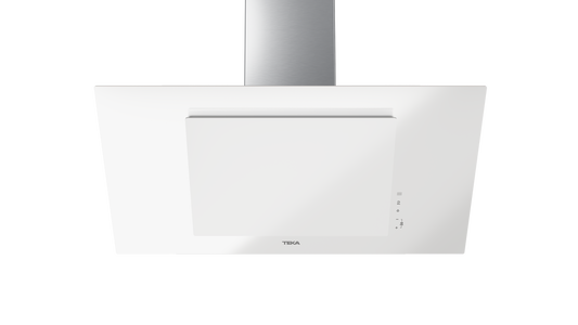 Hota cu design vertical Teka DVT 98660 TBS WH, paravan din sticlă de culoare albă, Funcţie Fresh AIR, 90 cm
