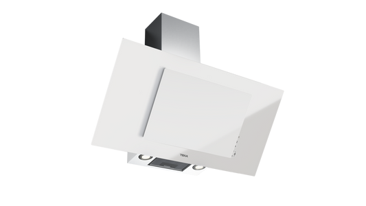 Hota cu design vertical Teka DVT 98660 TBS WH, paravan din sticlă de culoare albă, Funcţie Fresh AIR, 90 cm