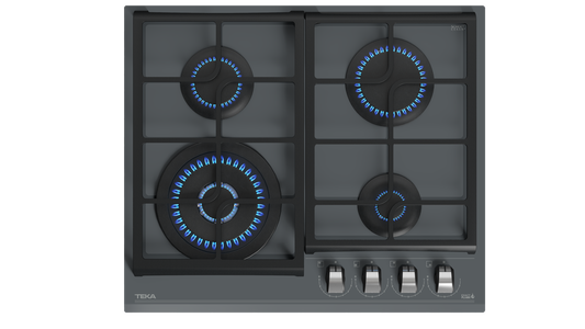 Plita pe gaz Teka GZC 64320 ST,4 zone de gatit, 60 cm, Cristal Stone Grey