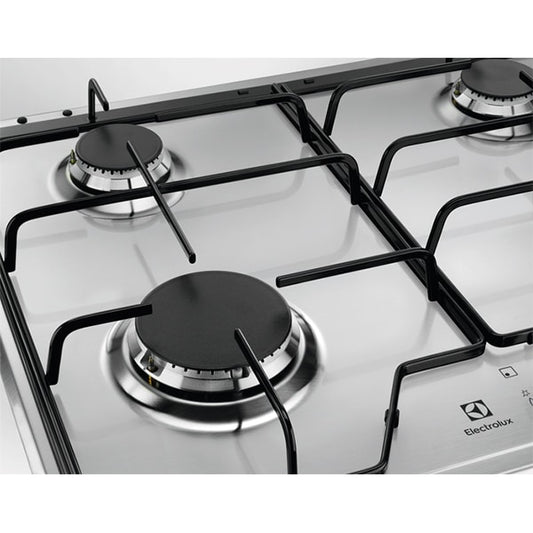 Plita pe gaz Electrolux KGS6424SX, 60 cm, 4 arzatoare, gratare metalice, inox