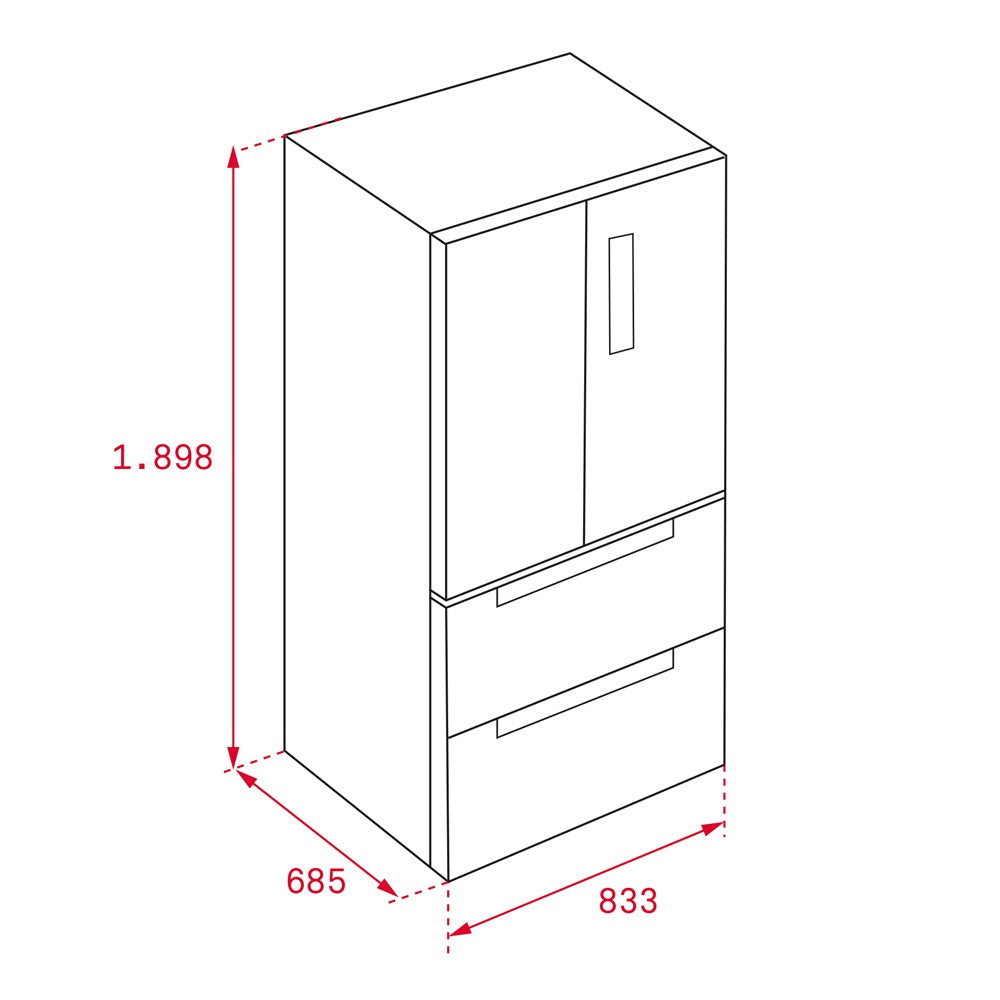 Combina frigorifica side by side free-standing Teka RFD 77820 S, 2 uși și 2 sertare, 500 l, Clasa E, NoFrost, Touchcontrol, H 189 cm, Inox