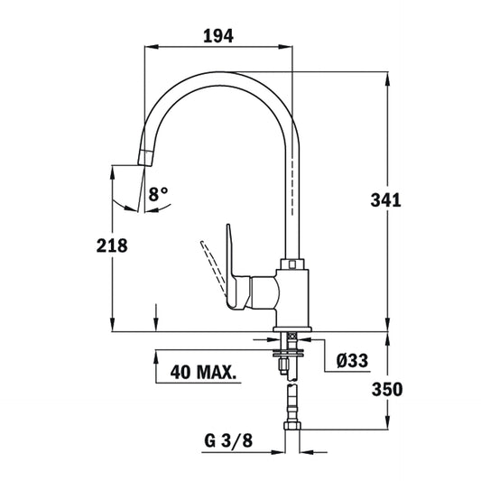 Baterie de bucatarie Teka SP 995, cu ţeavă înaltă şi aerator anticalcar, granit, SCHWARZMETALLIC