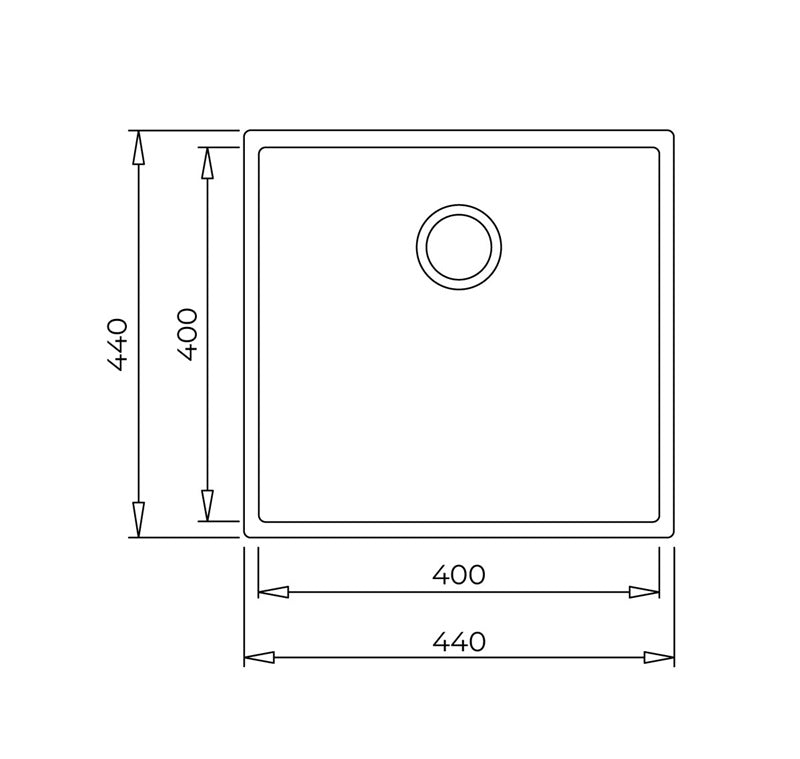 Chiuveta din Tegranite+ Teka SQUARE 40.40 TG ST, 1 cuva, 440 mm x 440 mm, stone grey