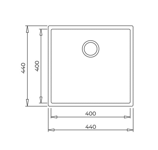 Chiuveta din Tegranite+ Teka SQUARE 40.40 TG ST, 1 cuva, 440 mm x 440 mm, stone grey