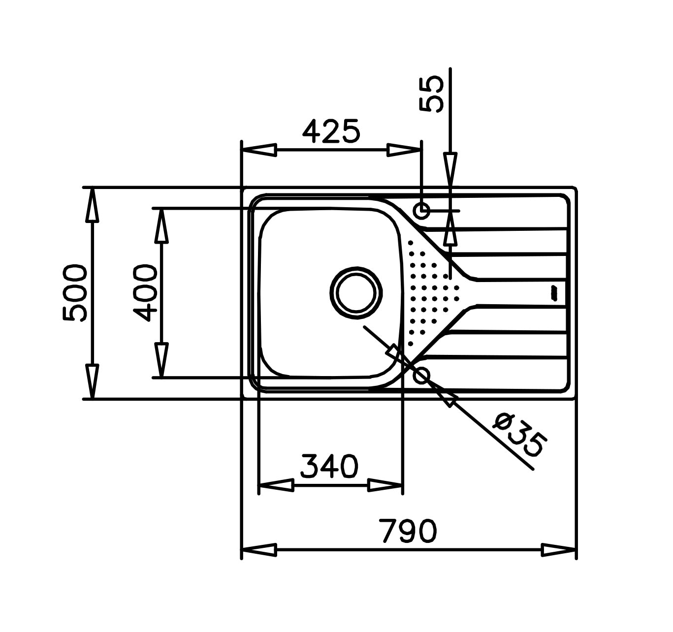 Chiuveta din inox Teka Universe 45 1B 1D, 1 cuva, 790 mm x 500 mm, Crom mat, Picurator dreapta