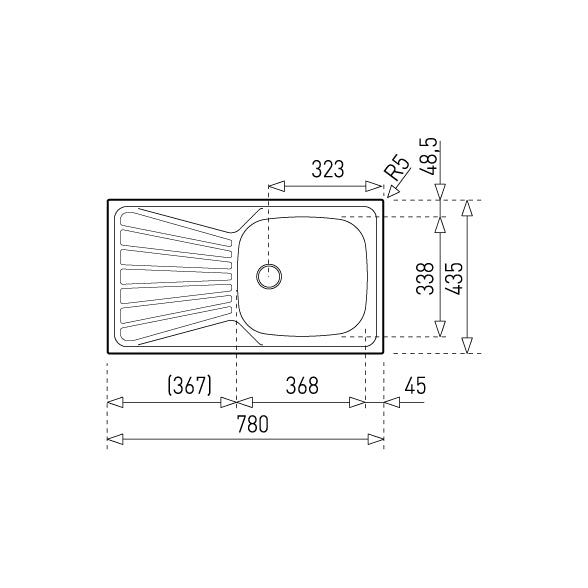 Chiuveta din inox Teka Deva OD 45, 1 cuva, 780 mm x 435 mm, inox mat, Picurator dreapta