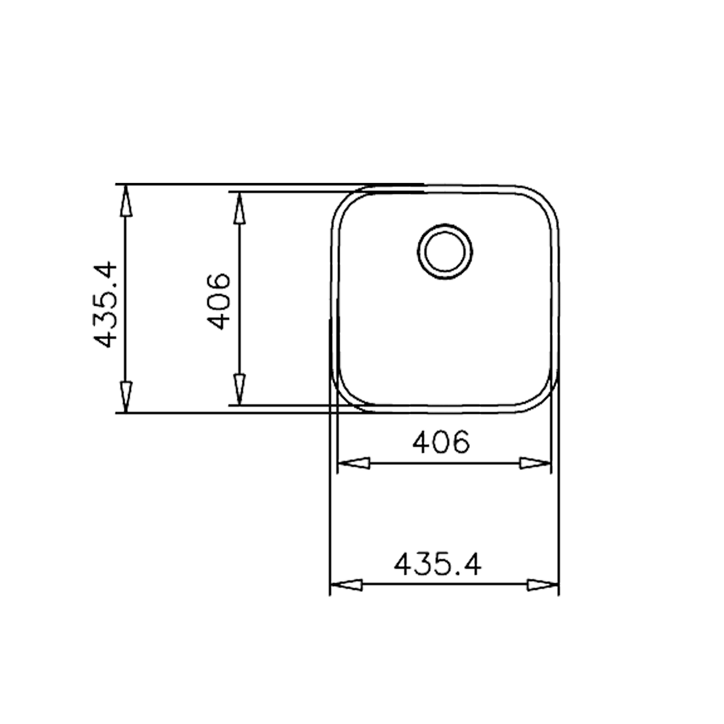 Chiuveta din inox Teka BE 40.40, 1 cuva, 424 mm x 424 mm, inox lucios, Undermount