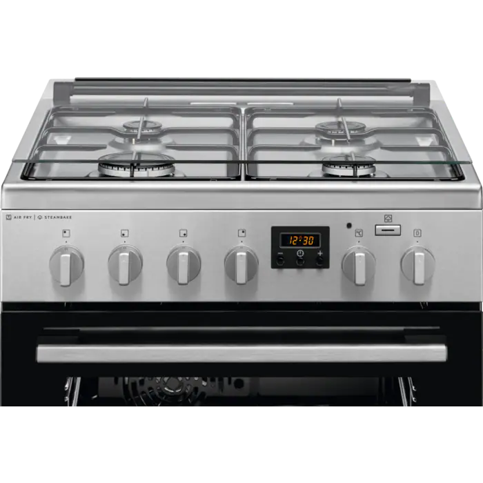 Aragaz Mixt Electrolux LKK660201X, Cuptor electric 11 fuctii, Plita gaz, 4 arzatoare, Gatire cu abur AirFry, Grill electric, Timer electronic, 60 cm, 58 litri, Clasa A, inox antiamprenta