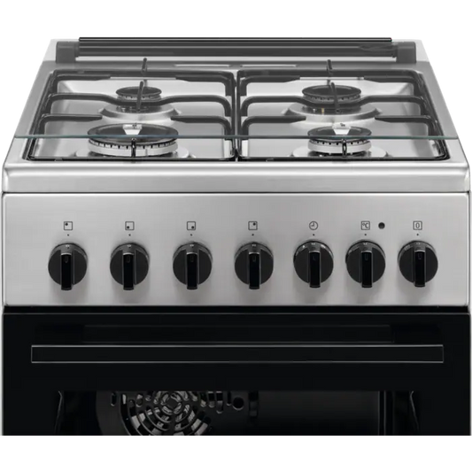 Aragaz Mixt Electrolux LKK520002X, Plita gaz, Cuptor electric cu 5 functii, 4 arzatoare, Grill electric, 50 cm, 54 litri, Clasa A, inox