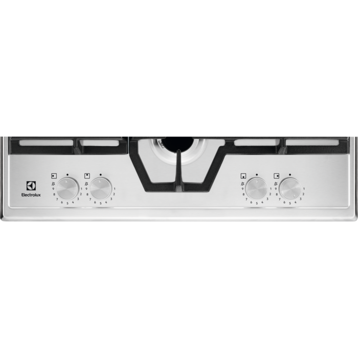 Plita pe gaz Electrolux KGS64562SX, 60 cm, 4 arzatoare, Design X-line, Arzator Wok, Gratare fonta, inox