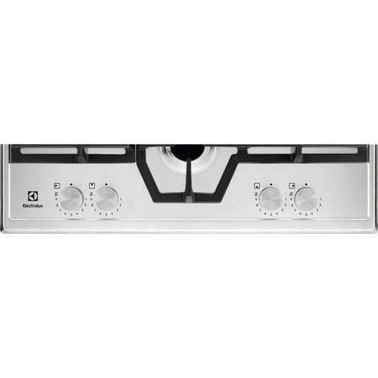 Plita pe gaz Electrolux KGS64562SX, 60 cm, 4 arzatoare, Design X-line, Arzator Wok, Gratare fonta, inox