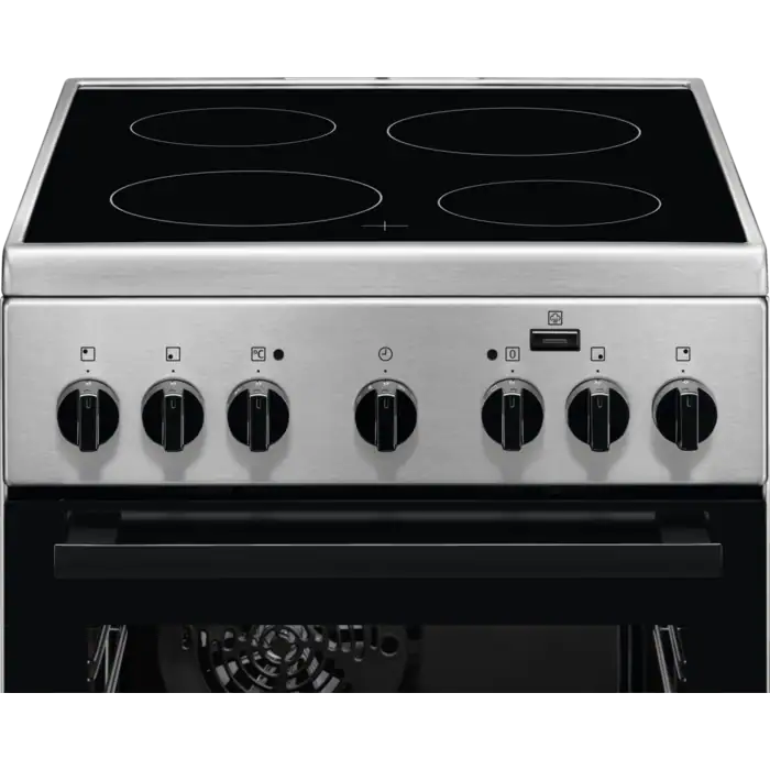 Aragaz electric Electrolux LKR560000X, Cuptor electric 11 fuctii, Plita vitroceramica, 4 arzatoare, Gatire cu abur, Grill electric, Timer mecanic, 50 cm, 54 litri, Clasa A, inox