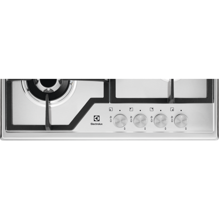 Plita pe gaz Electrolux KGS6436SX, 60 cm, 4 arzatoare, Arzator Wok, Gratare fonta, inox