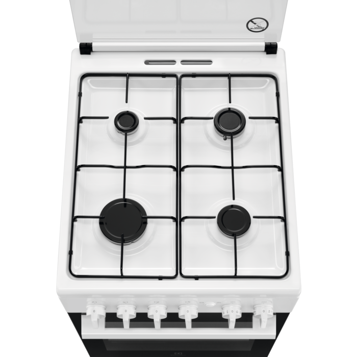 Aragaz pe gaz Electrolux LKG500002W, 4 arzatoare, Grill, Rotisor, 50 cm, 51 litri, Clasa A,alb