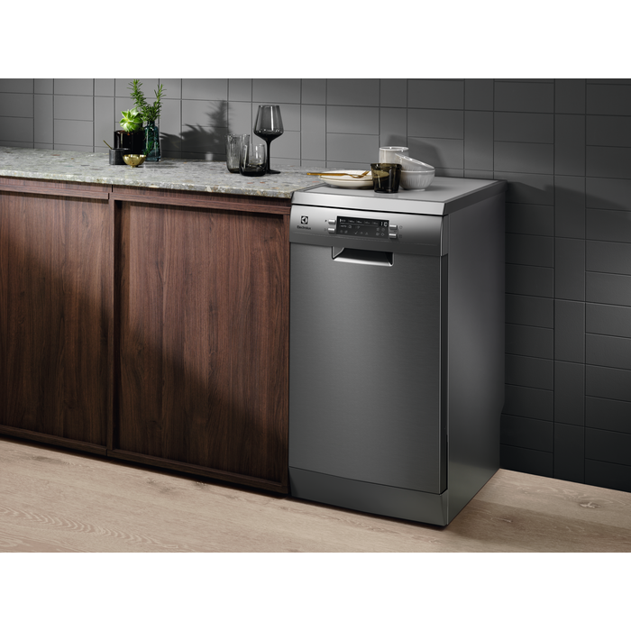 Masina de spalat vase Electrolux ESG62300SX, free-standing, slim GlassCare 45 cm 9 seturi Inverter clasă D, Inox