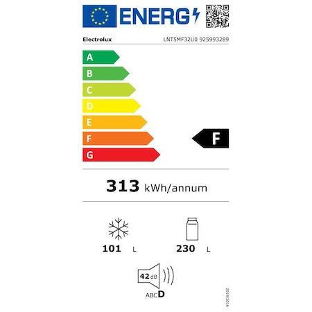 Combina frigorifica free-standing Electrolux LNT5MF32U0, 330 litri, 186 cm, congelator No Frost, clasa F, gri