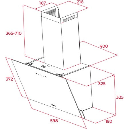 Hota cu design vertical, Teka DVN 64030 WH, Sistem de extracţie perimetrală, 60 cm, Cristal alb