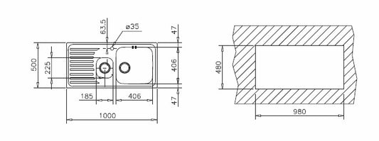 Chiuveta din inox Teka CLASSIC 1 1/2 B 1D, 1000 mm x 500 mm, 1/2 cuve, Inox lucios, Picurator dreapta