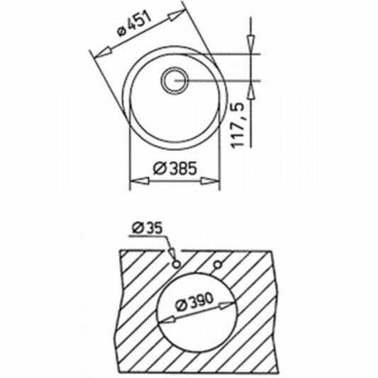 Chiuveta din inox Teka BE 39 Plus, 1 cuva, 451 mm x 451 mm, inox lucios, Undermount