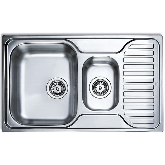 Chiuveta din inox Teka PRINCESS 1 1/2B 1/2D, 2 cuve, 800 mm x 500 mm, inox microtexturat, Picurator dreapta