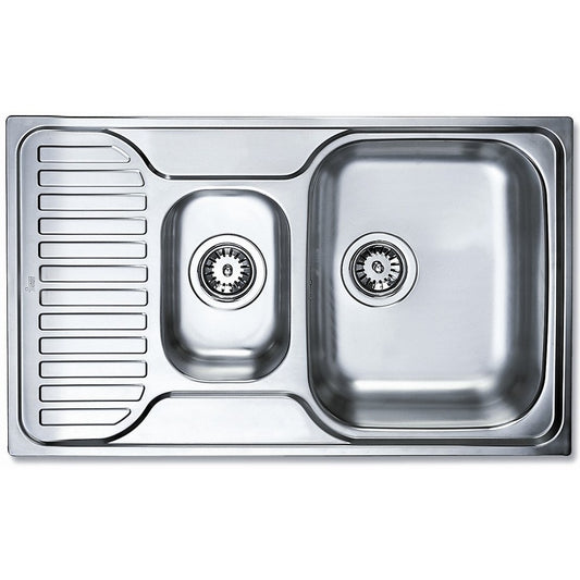 Chiuveta din inox Teka PRINCESS 1 1/2B 1/2D, 2 cuve, 800 mm x 500 mm, inox microtexturat, Picurator stanga